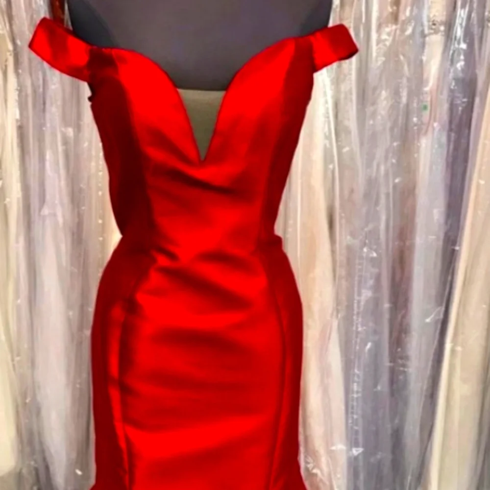 Red Mermaid Mikado Gown - Picture 2 of 12